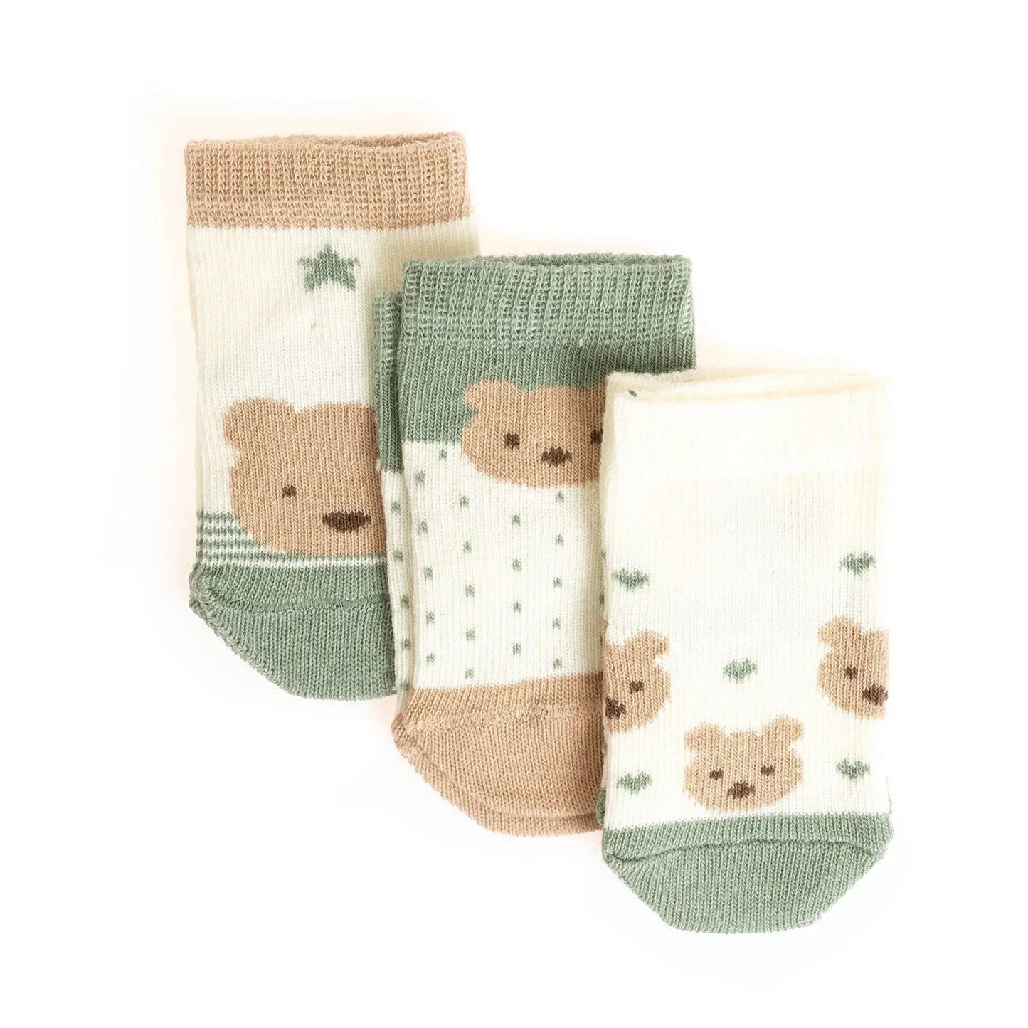 HelloBaby Grip Socks 3 Pcs - Green
