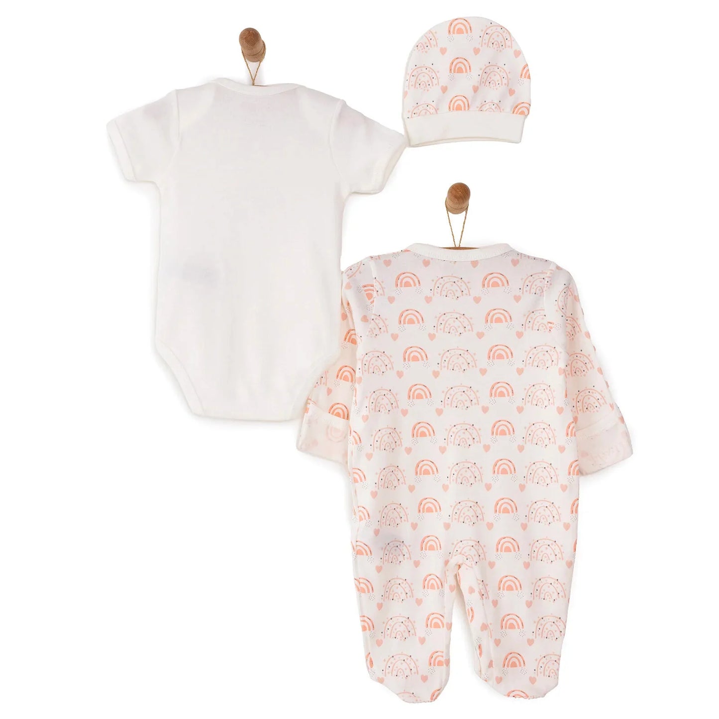 HelloBaby Newborn Baby Girl Rainbow Jumpsuit - Ecru