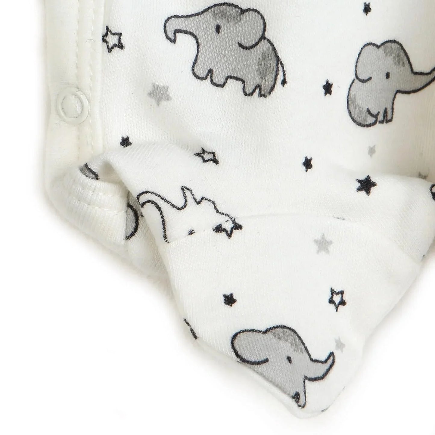 HelloBaby Newborn Baby Cute Elephant Romper Baby and Hat Set 3 pcs - Ecru
