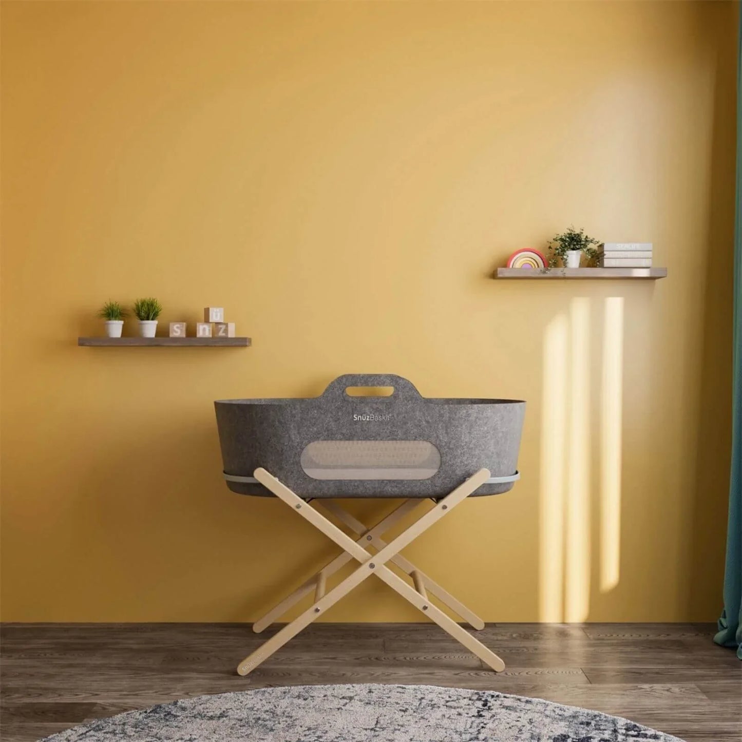 Snüz Baskit Moses Basket & Stand Bundle - Dark Grey & Natural