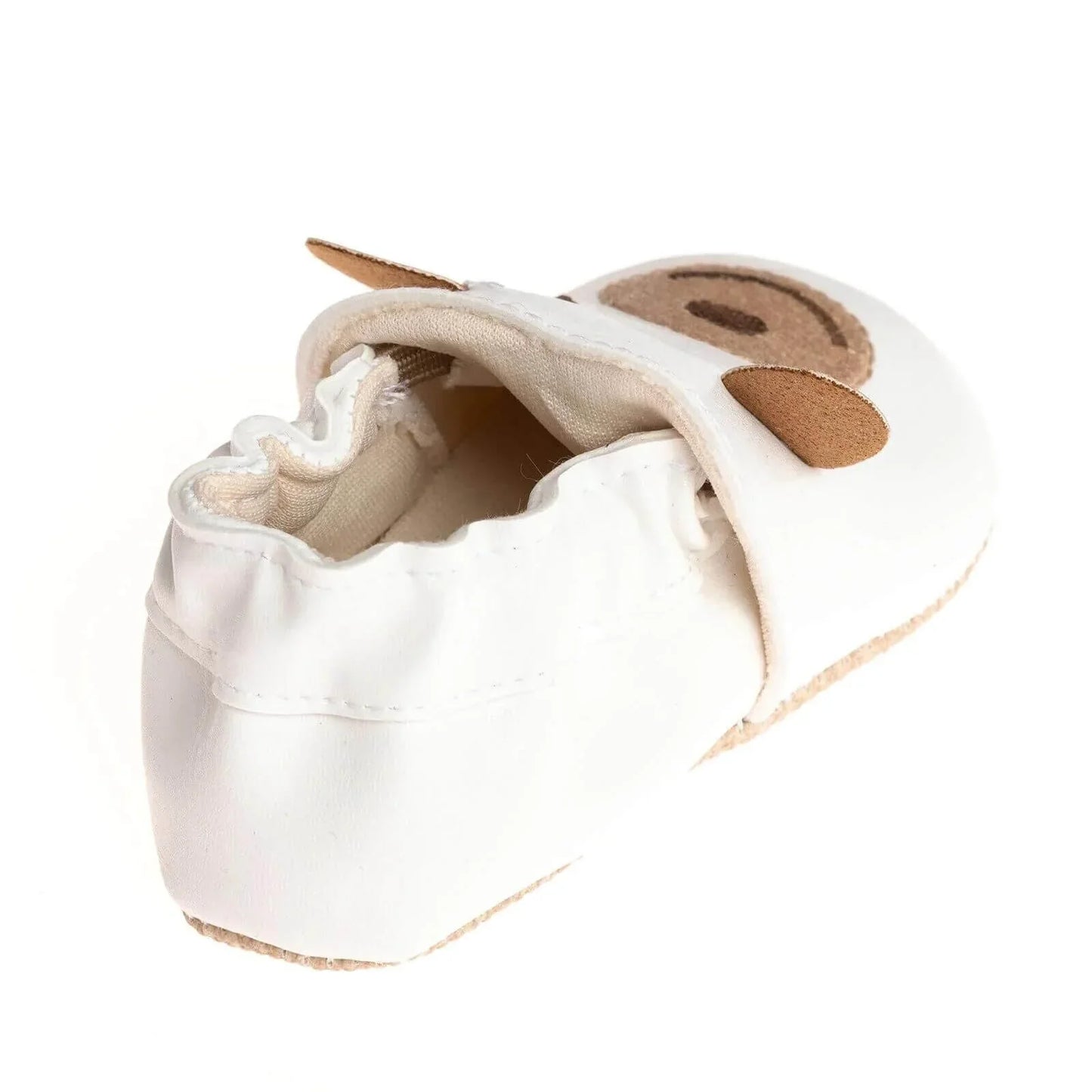 Papulin Unisex Bear Patterned Booties - White