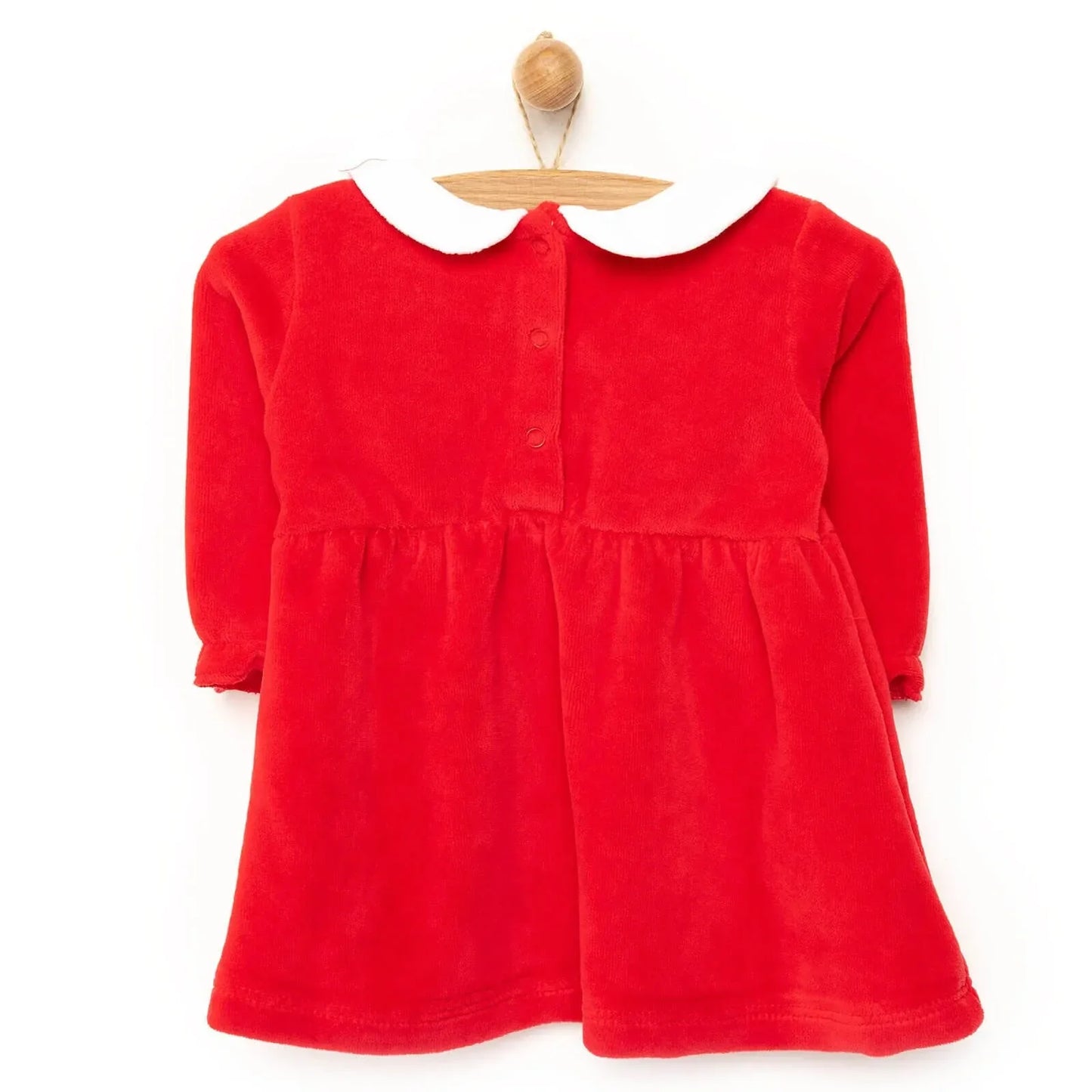 My First Christmas Newborn Girl Velvet Dress - Red