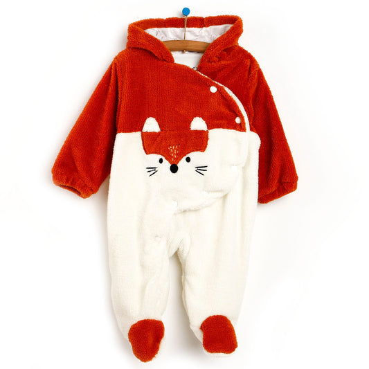 Midimod Newborn Fox Welsoft Footed Jumpsuit - Orange