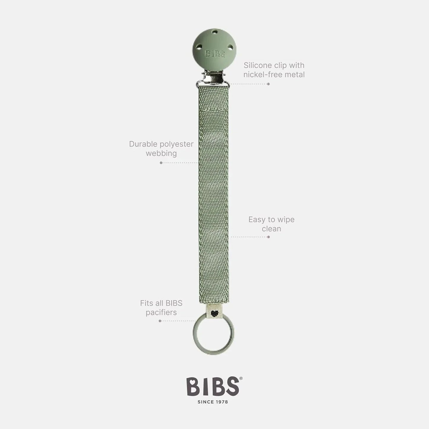 BIBS Soother Clip Ribbon - Sage