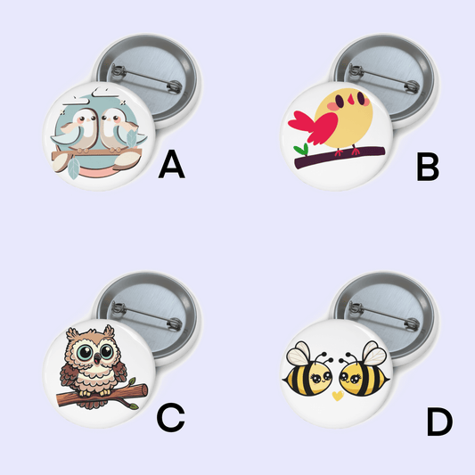 Adorable Pin Badge Bundle – Bluebird, Owl & Bee - mezetto KEOLIX KEOLIX