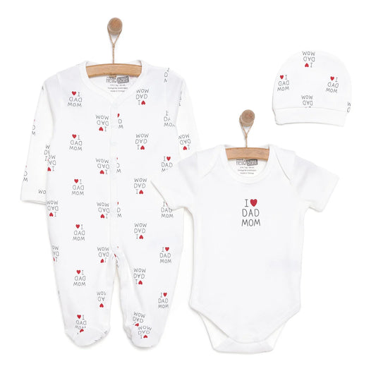 HelloBaby Newborn Baby Mom&Dad Jumpsuit- - Ecru