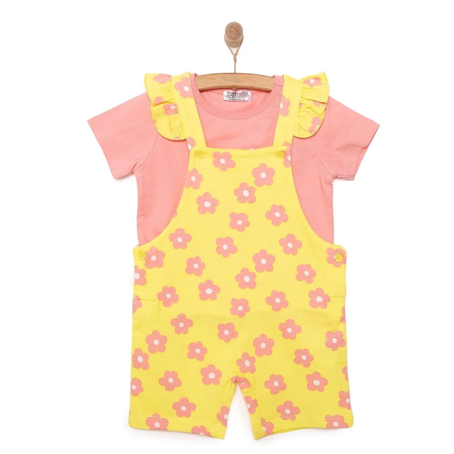 HelloBaby Girl Flowers Patterned Overall - Salmon