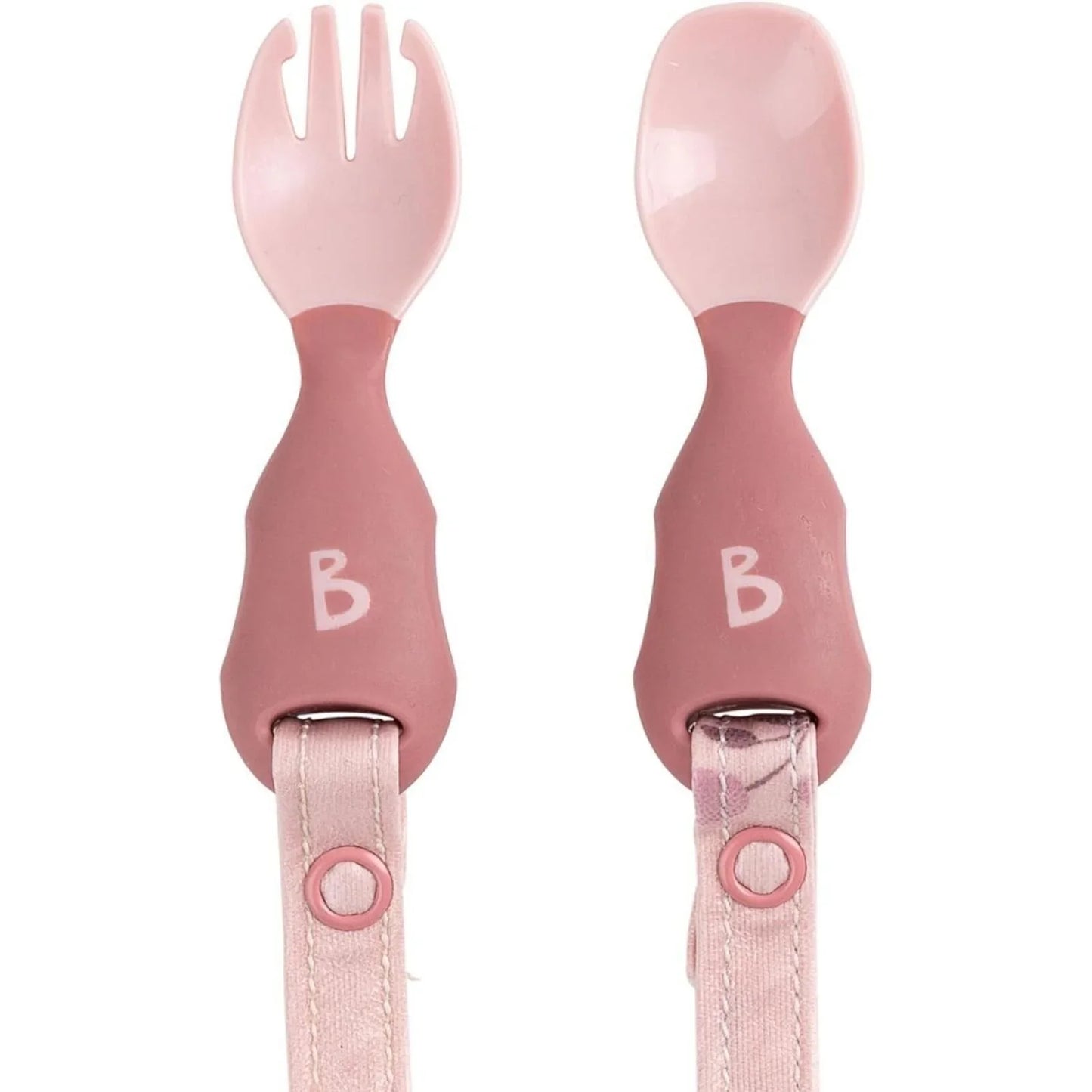Bibado Handi Cutlery Attachable Weaning Cutlery Set 6+ months Pack of 2 - Blush