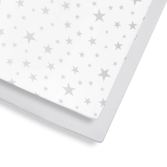 Snüz Cot & Cot Bed Fitted Sheet 2 Pack - Grey Stars