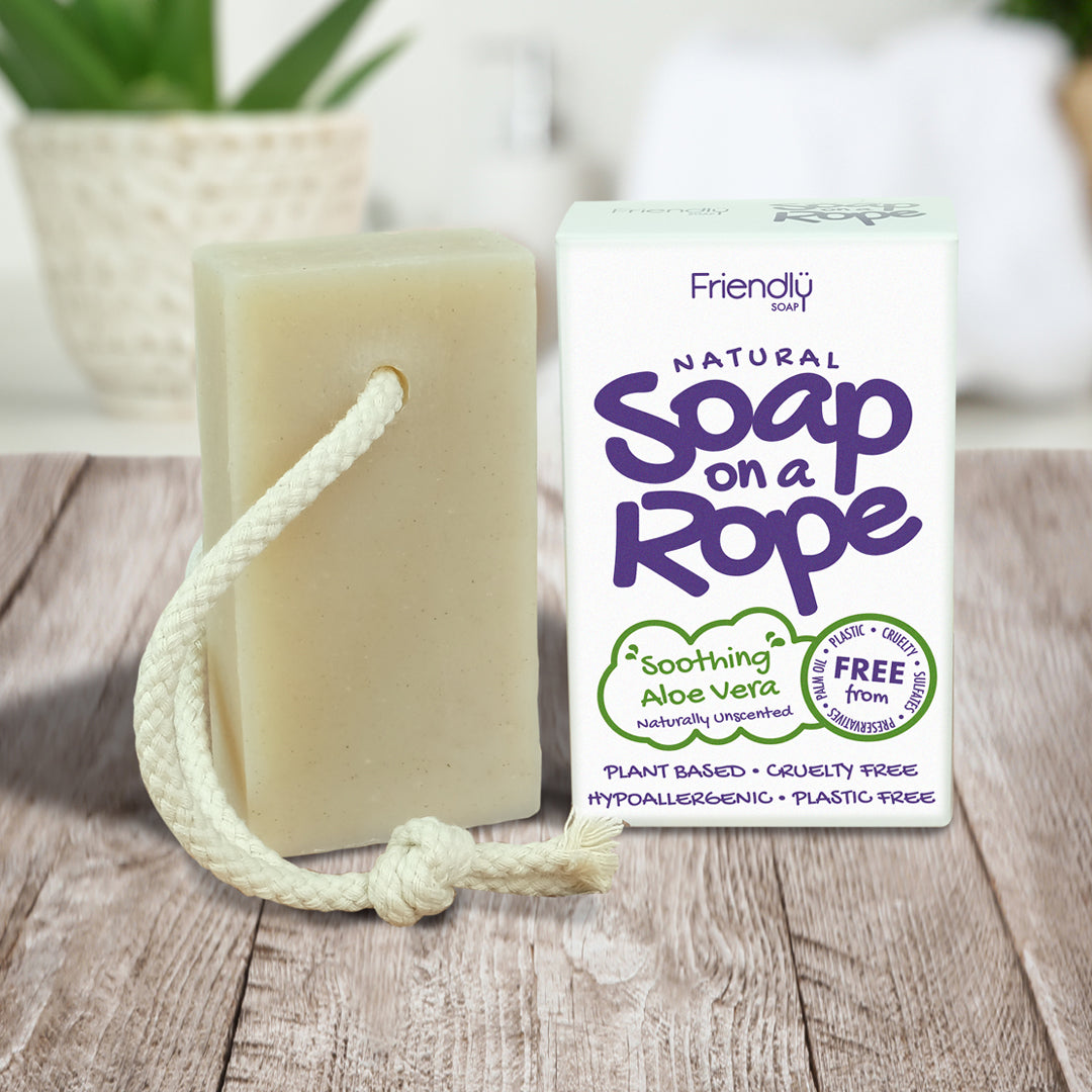 Natural Soap On A Rope - 'Soothing' Aloe Vera 125g