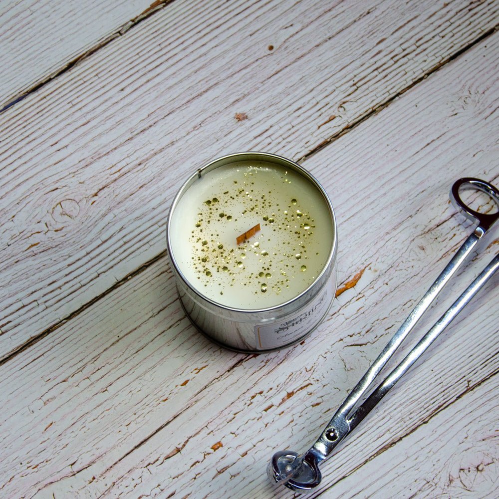 Amber & Spice - Travel Tin Candle - Wooden Wick - mezetto Shopify Collective The Stirling Candle Company