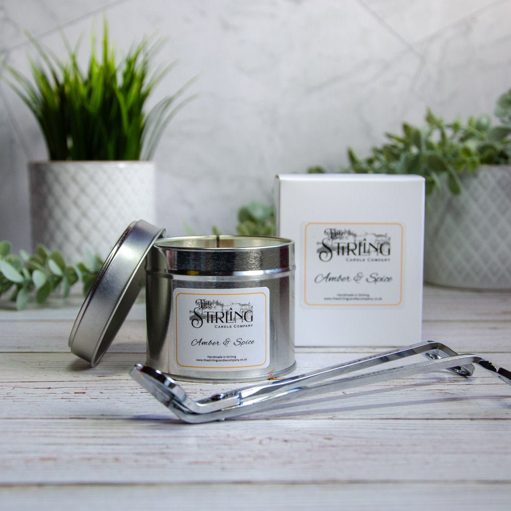 Amber & Spice - Travel Tin Candle - Wooden Wick - mezetto Shopify Collective The Stirling Candle Company