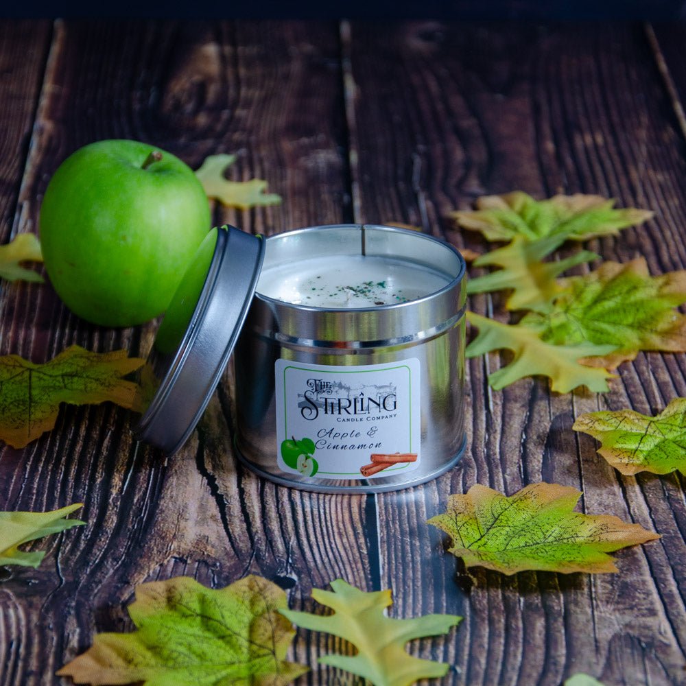 Apple & Cinnamon - Travel Tin Candle - Cotton Wick - mezetto Shopify Collective The Stirling Candle Company