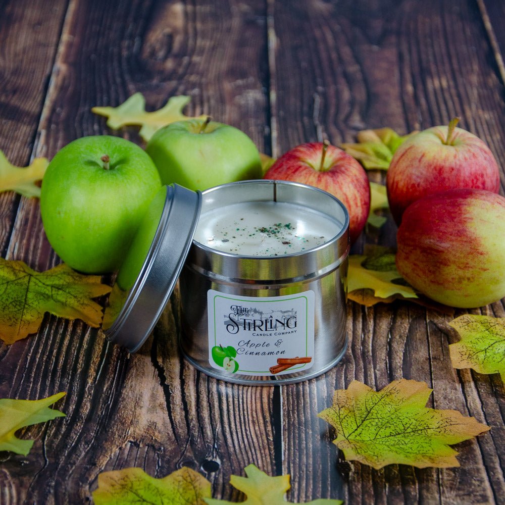 Apple & Cinnamon - Travel Tin Candle - Cotton Wick - mezetto Shopify Collective The Stirling Candle Company