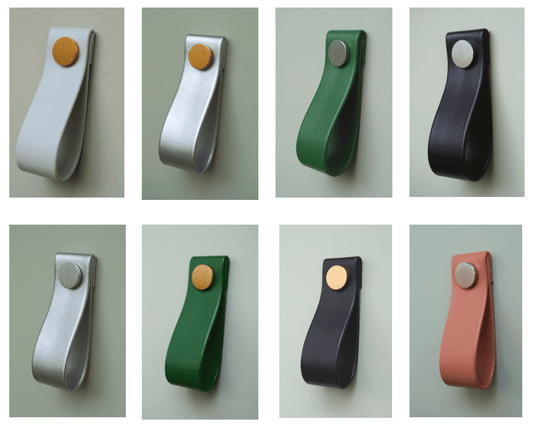 Cupboard door drawer pull, made with apple leather - mezetto