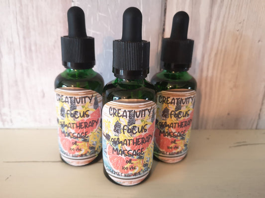Aromatherapy massage oil Creativity & Focus - mezetto Shopify Collective Somerset Natural Soaps