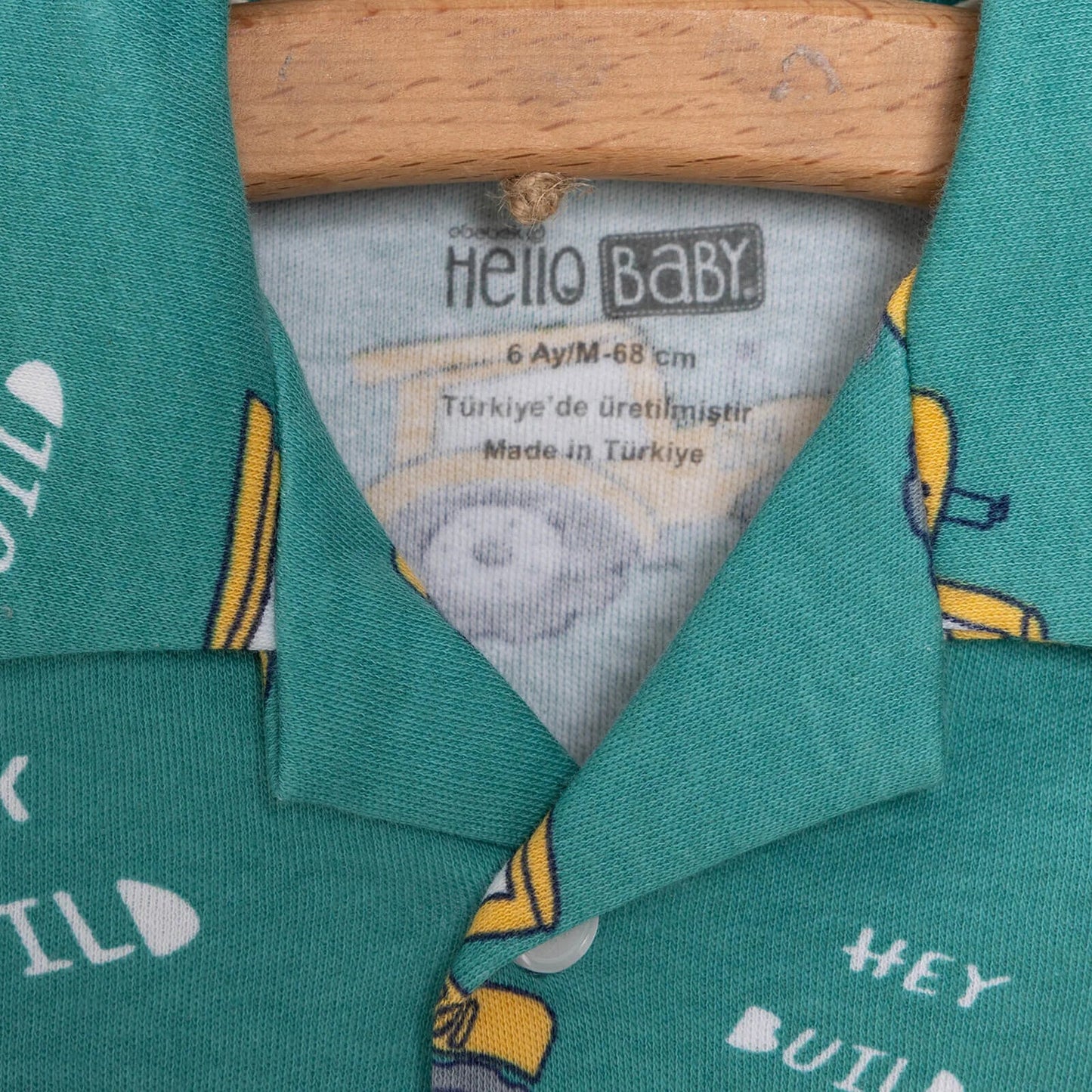 HelloBaby Baby Boy Tractor Patterned Collar Pyjamas 2 pcs - Green