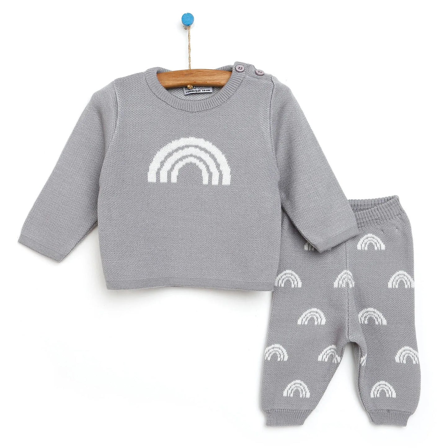HelloBaby Newborn Rainbow Knit Sweatshirt Starter Set - Grey