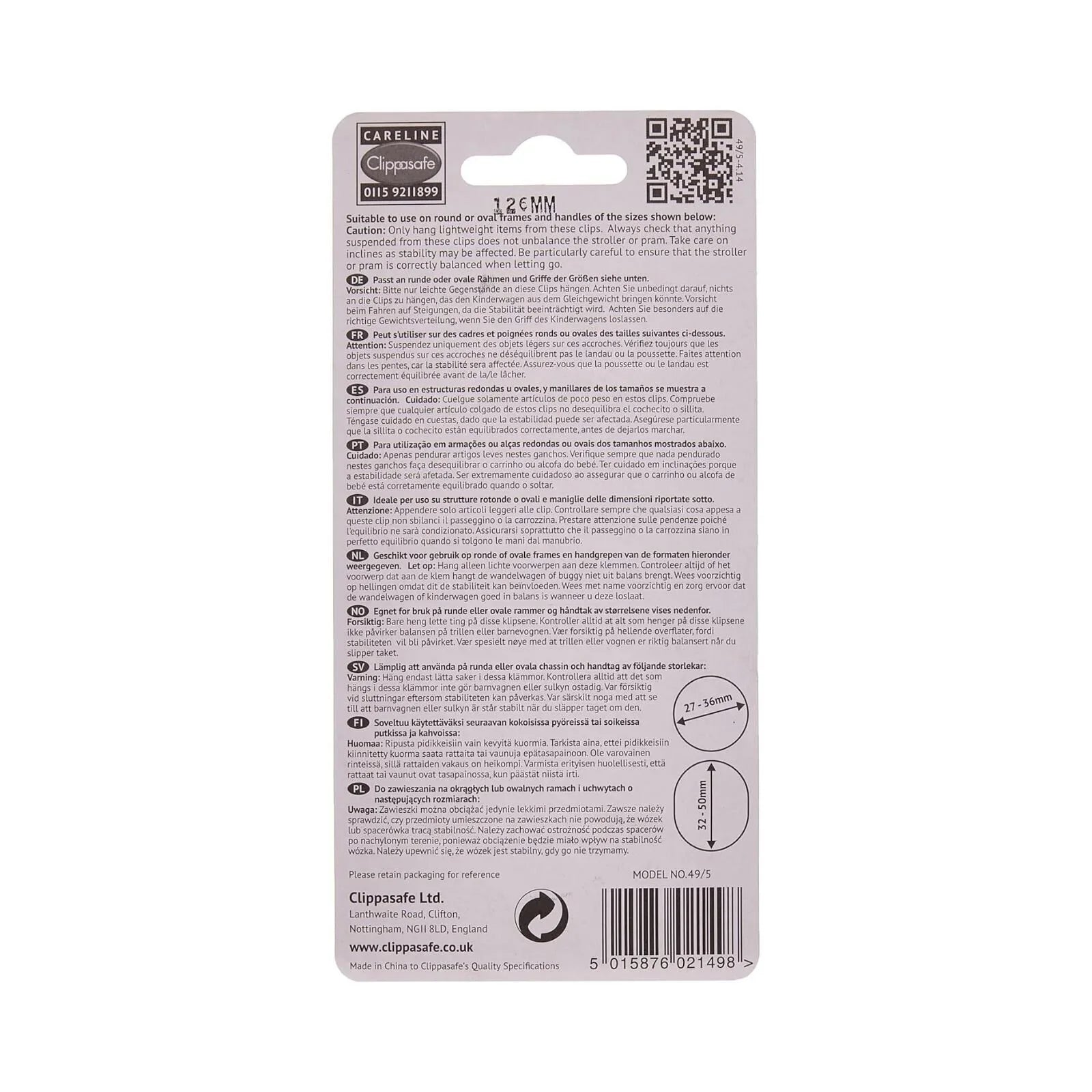 Clippasafe Large Pram & Stroller Bag Clips 2 pcs