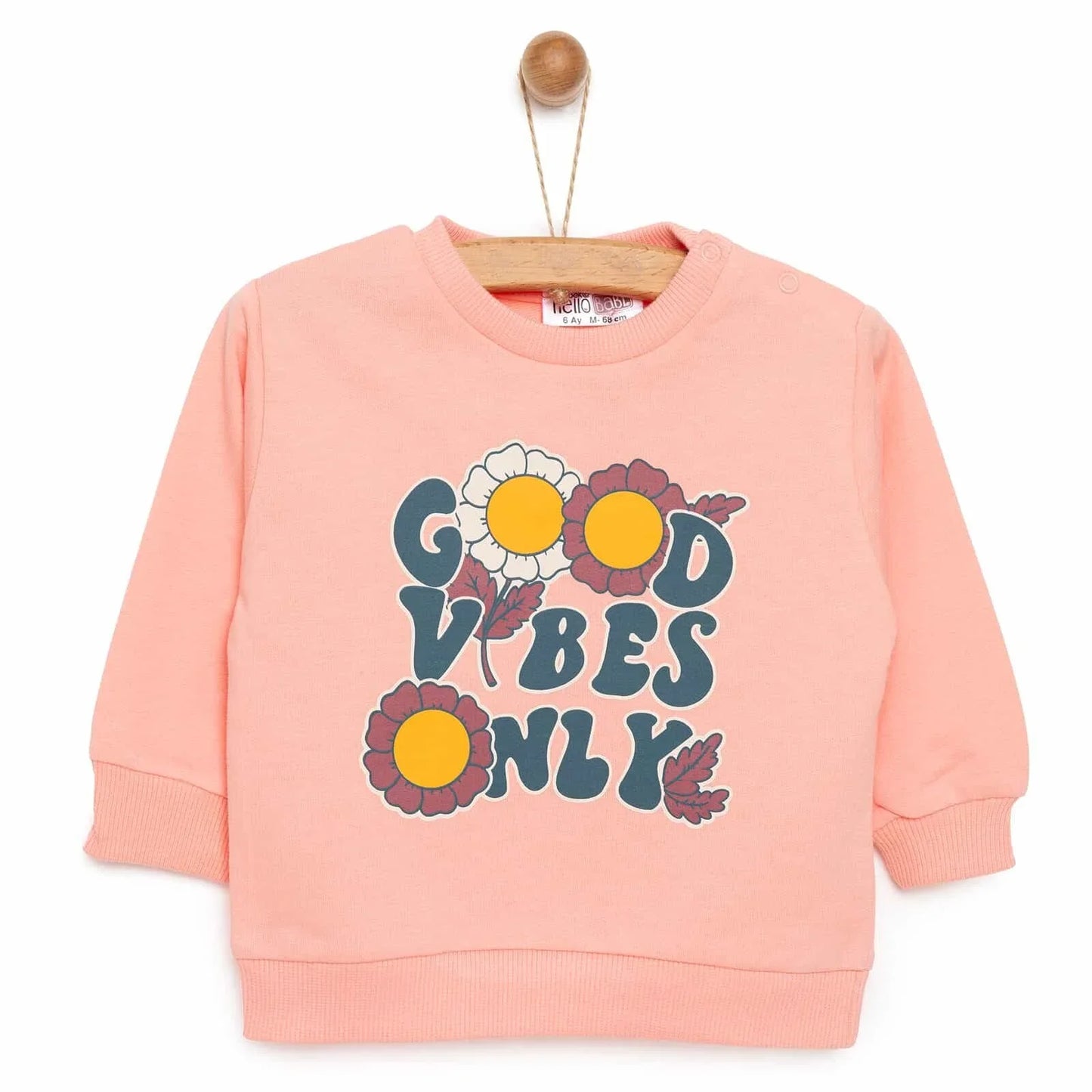 HelloBaby Basic Low Raised Floral Text Printed Sweatshirt - Pink