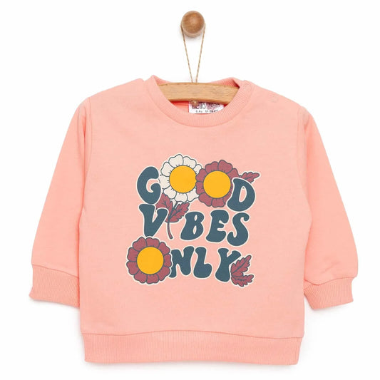 HelloBaby Basic Low Raised Floral Text Printed Sweatshirt - Pink