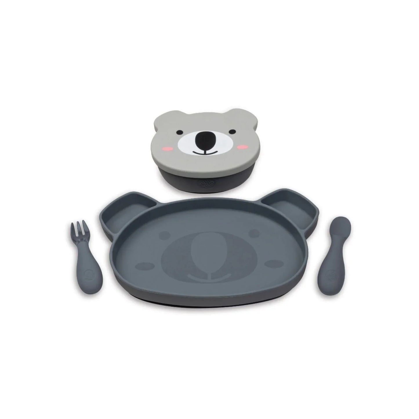 TUM TUM Silicone Weaning Bowl & Spoon Set Kev Koala - Grey