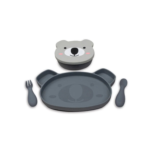 TUM TUM Silicone Weaning Bowl & Spoon Set Kev Koala - Grey