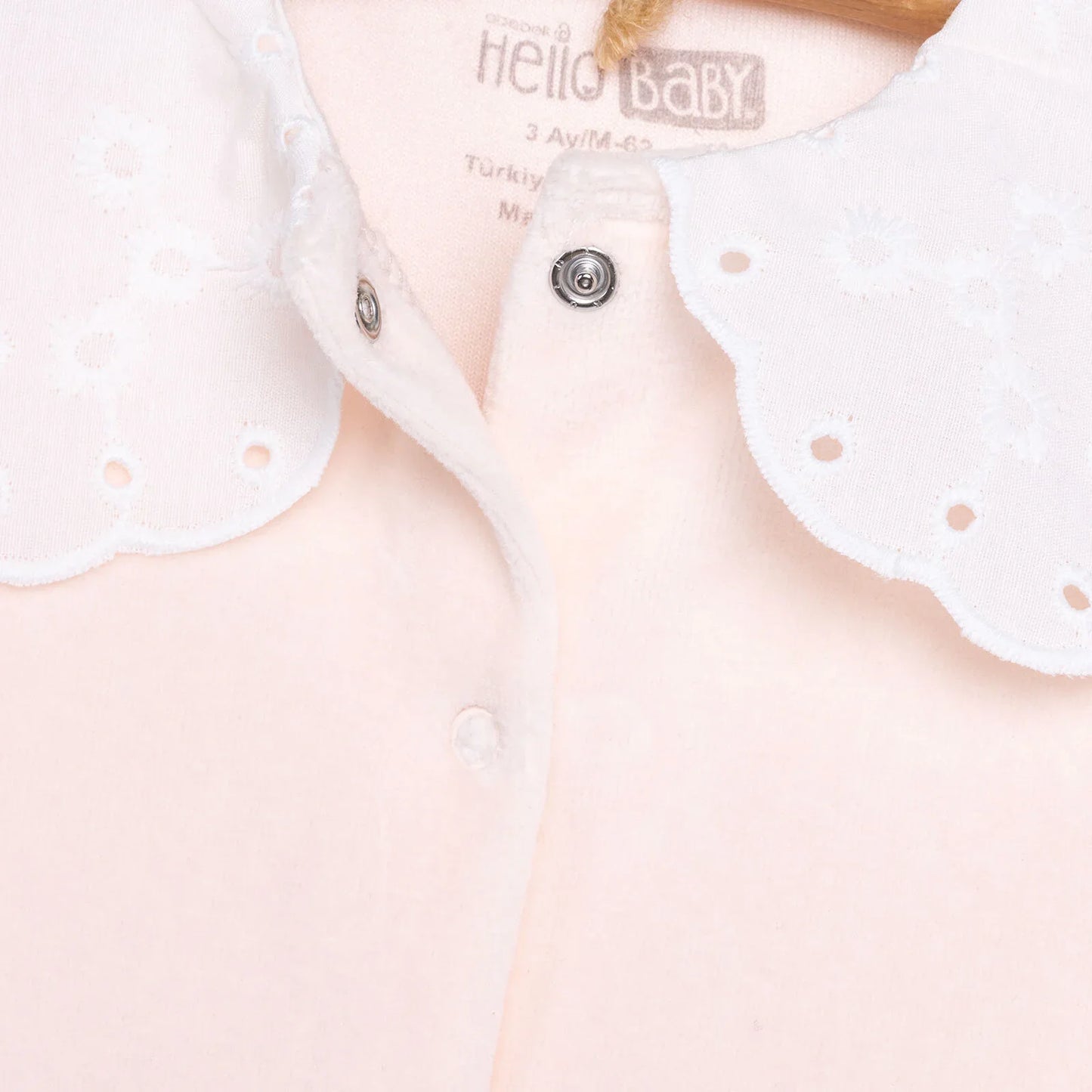 HelloBaby Newborn Unisex Embroidered Velvet Jumpsuit - Light Pink