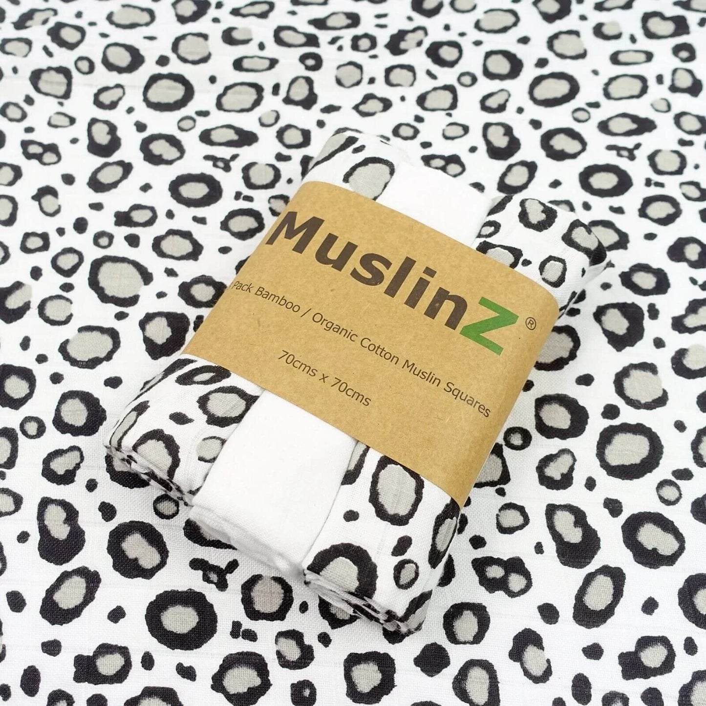 MuslinZ 3 Pack Bamboo/Organic Cotton Muslin Squares 70x70cm - Leopard