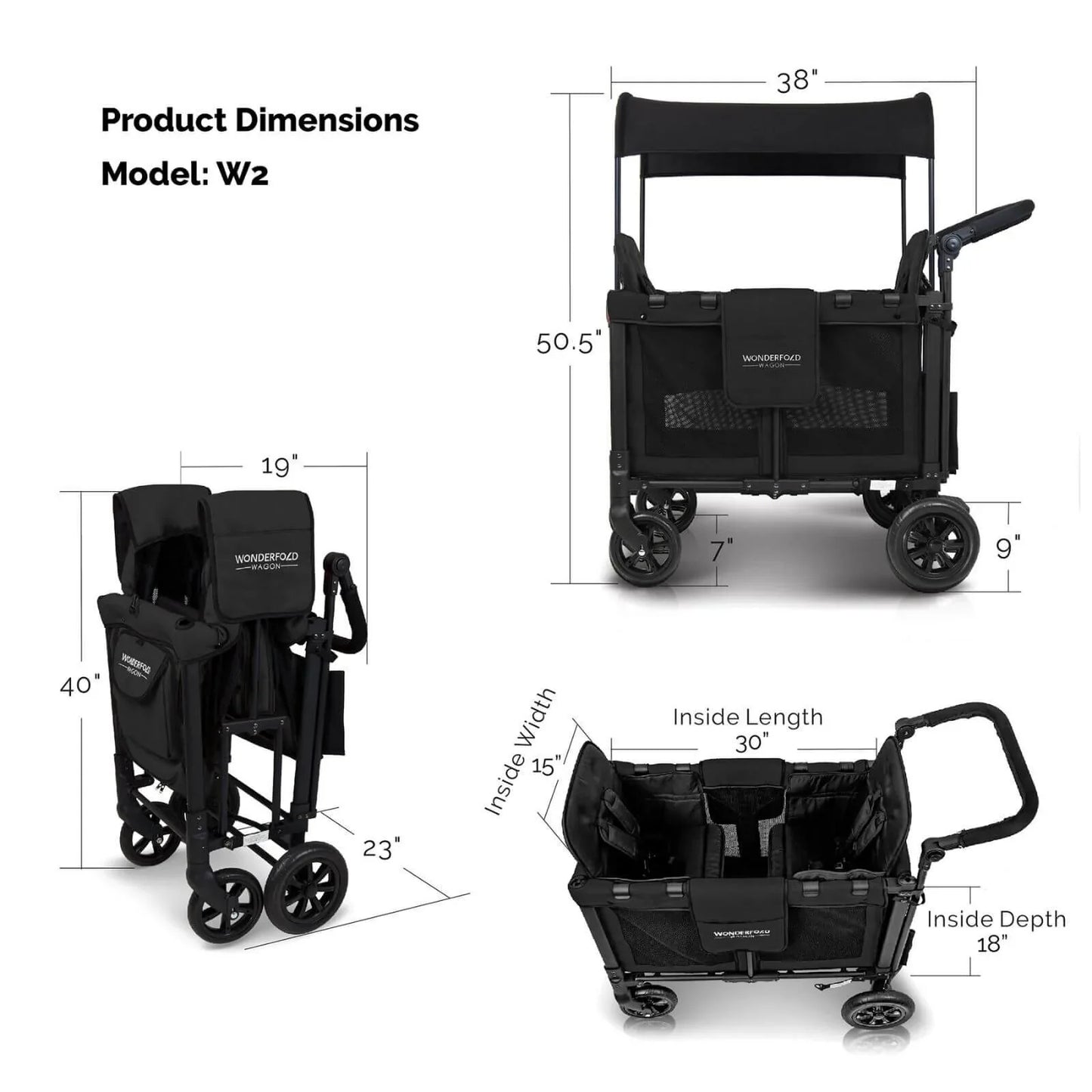 Wonderfold W2 Original Stroller Wagon - Jet Black