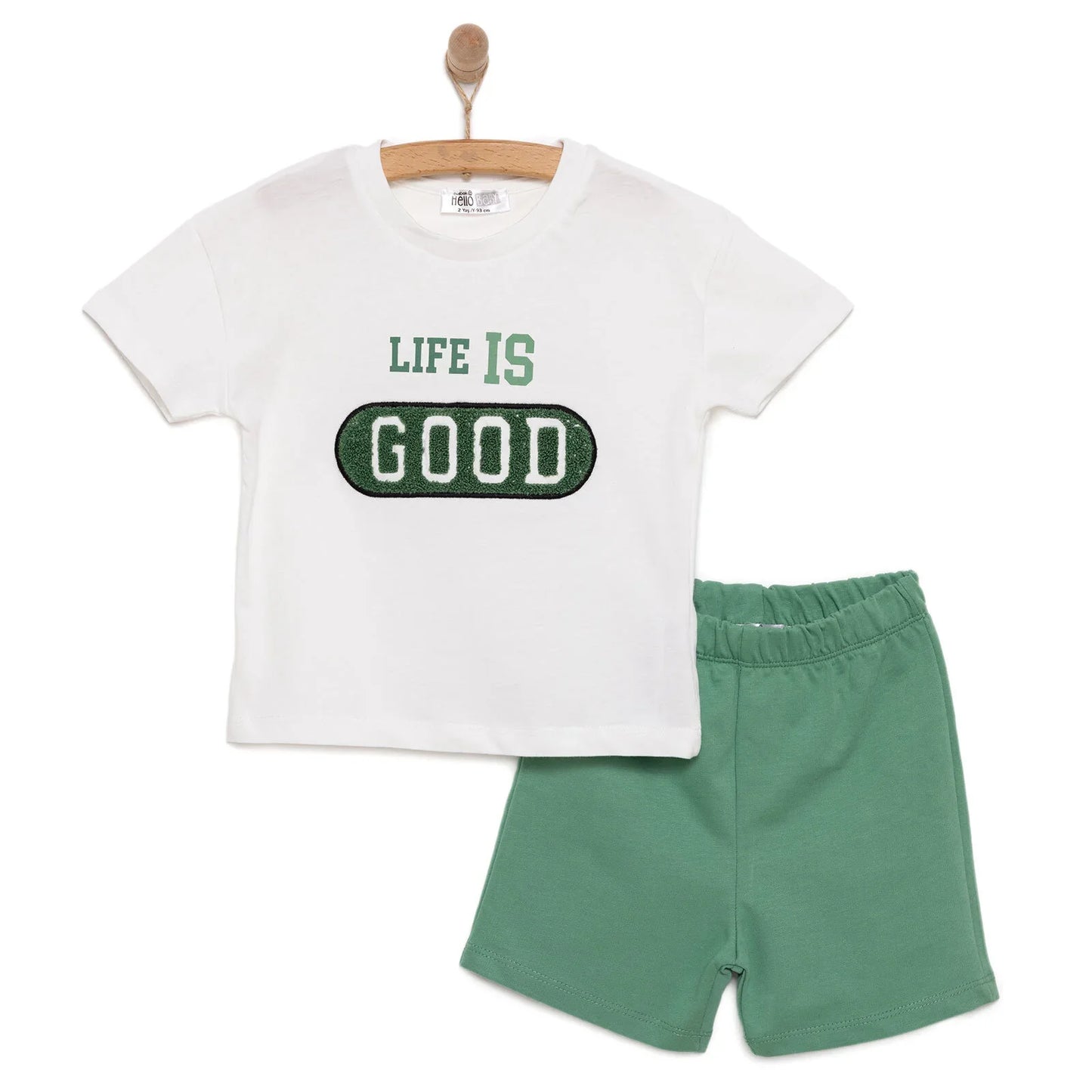 HelloBaby Motto Boy T-shirt & Short - White