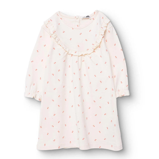 HelloBaby Winter Cherry Dress - Ecru Printed