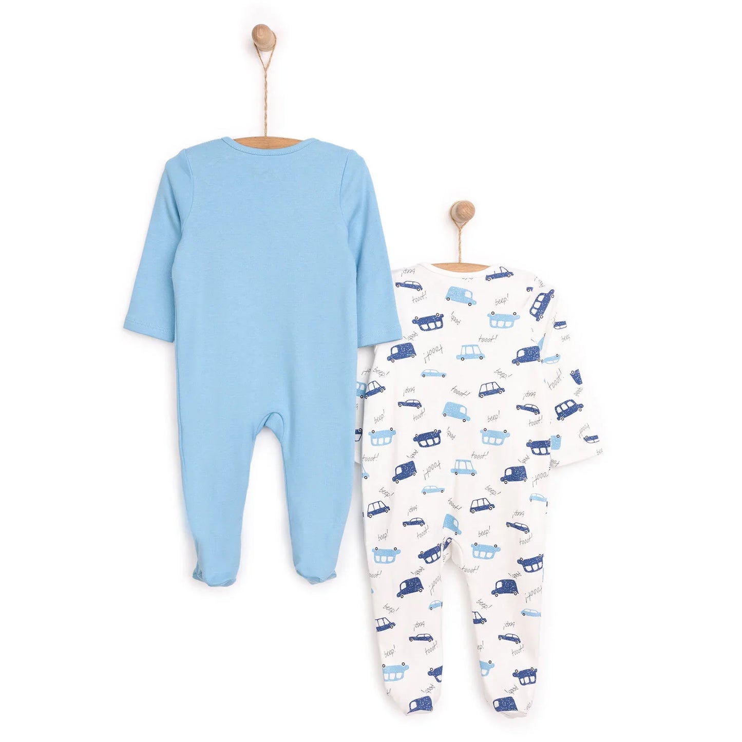 HelloBaby Newborn Boy 2 Piece Footed Jumpsuit - Blue