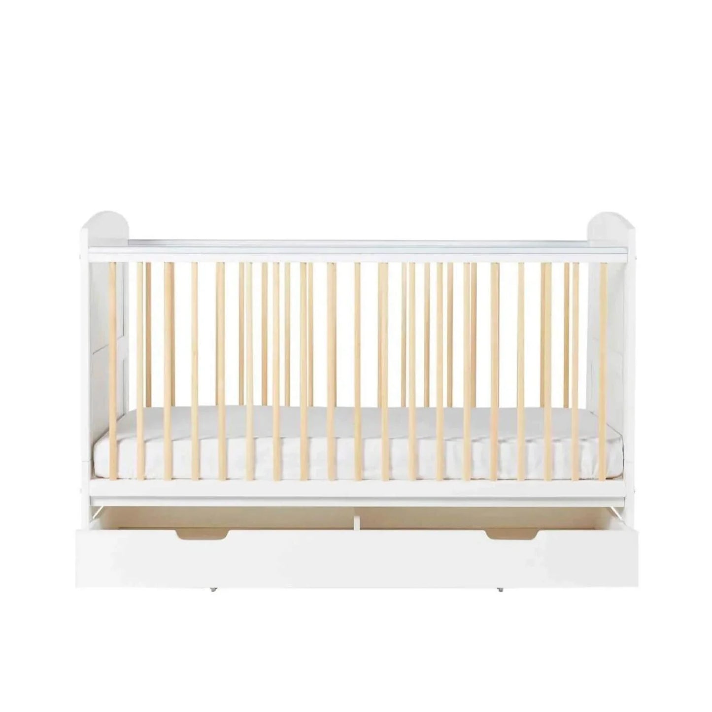 Ickle Bubba Coleby Scandi Cot Bed with Under Drawer Scandi White - Fibre Mattress