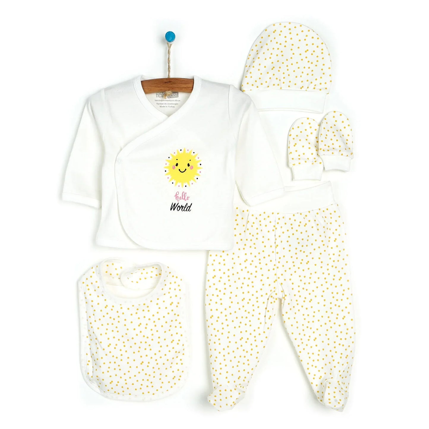 HelloBaby Sunshine 5-Piece Newborn Starter Set - Ecru - Ecru