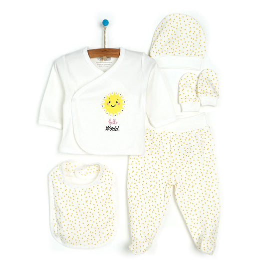 HelloBaby Sunshine 5-Piece Newborn Starter Set - Ecru - Ecru
