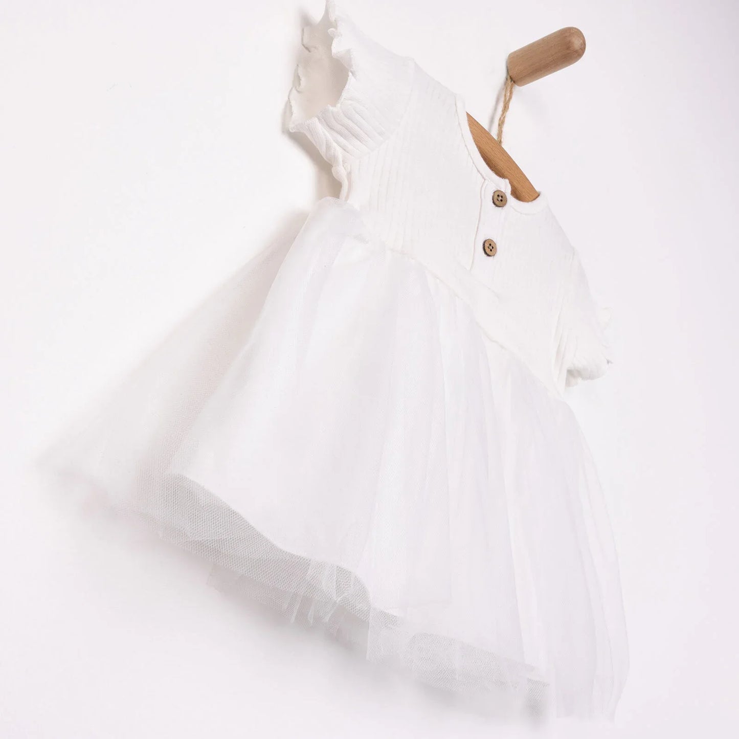 HelloBaby Newborn Girl Tulle Dress - Ecru
