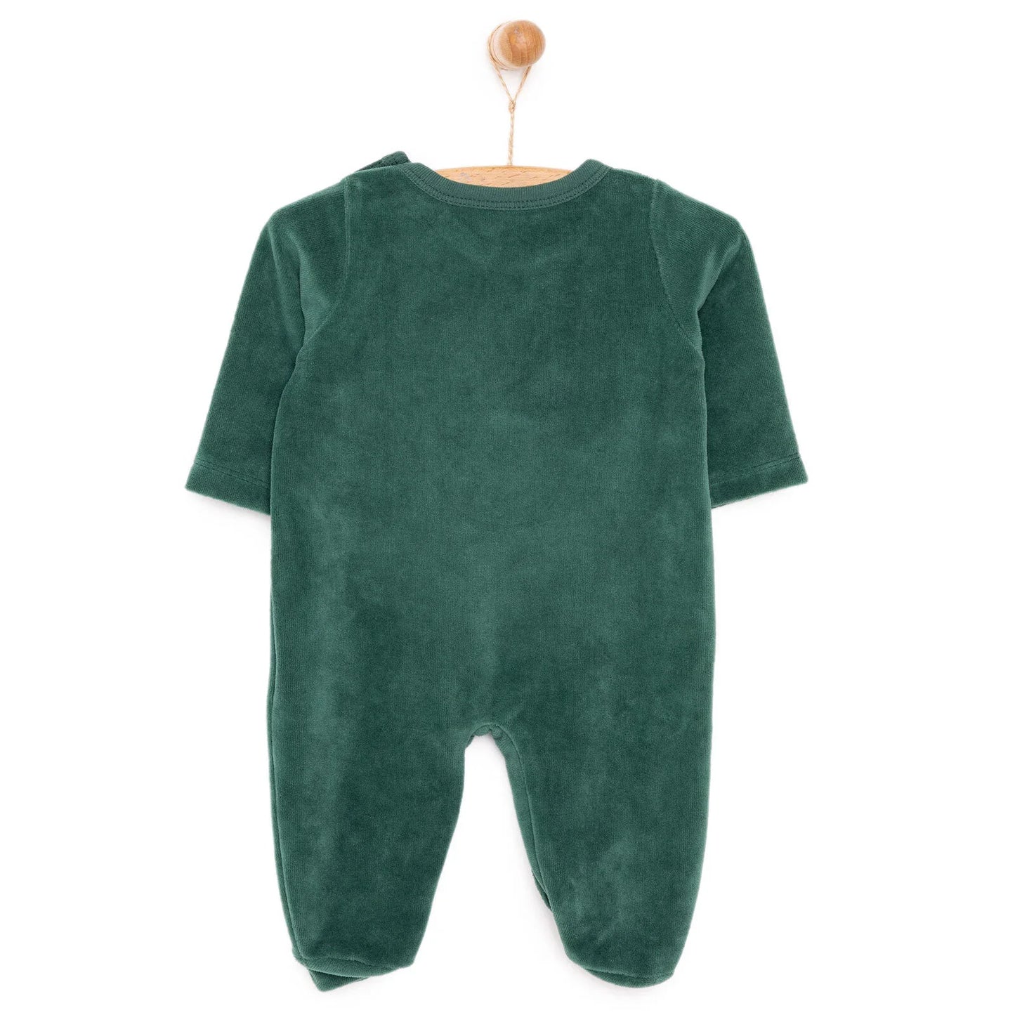 HelloBaby Newborn Unisex Embroidered Velvet Rompers - Green
