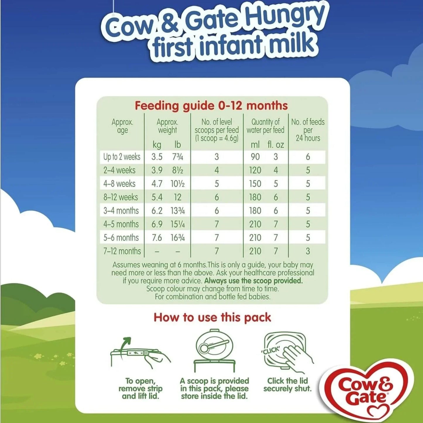 Cow and Gate 1 Hungry Baby Milk Formula 0-6 months 800g