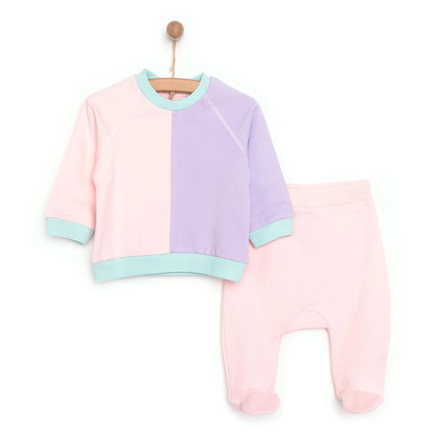 HelloBaby Newborn Colour Block Sweatshirt - Light Pink