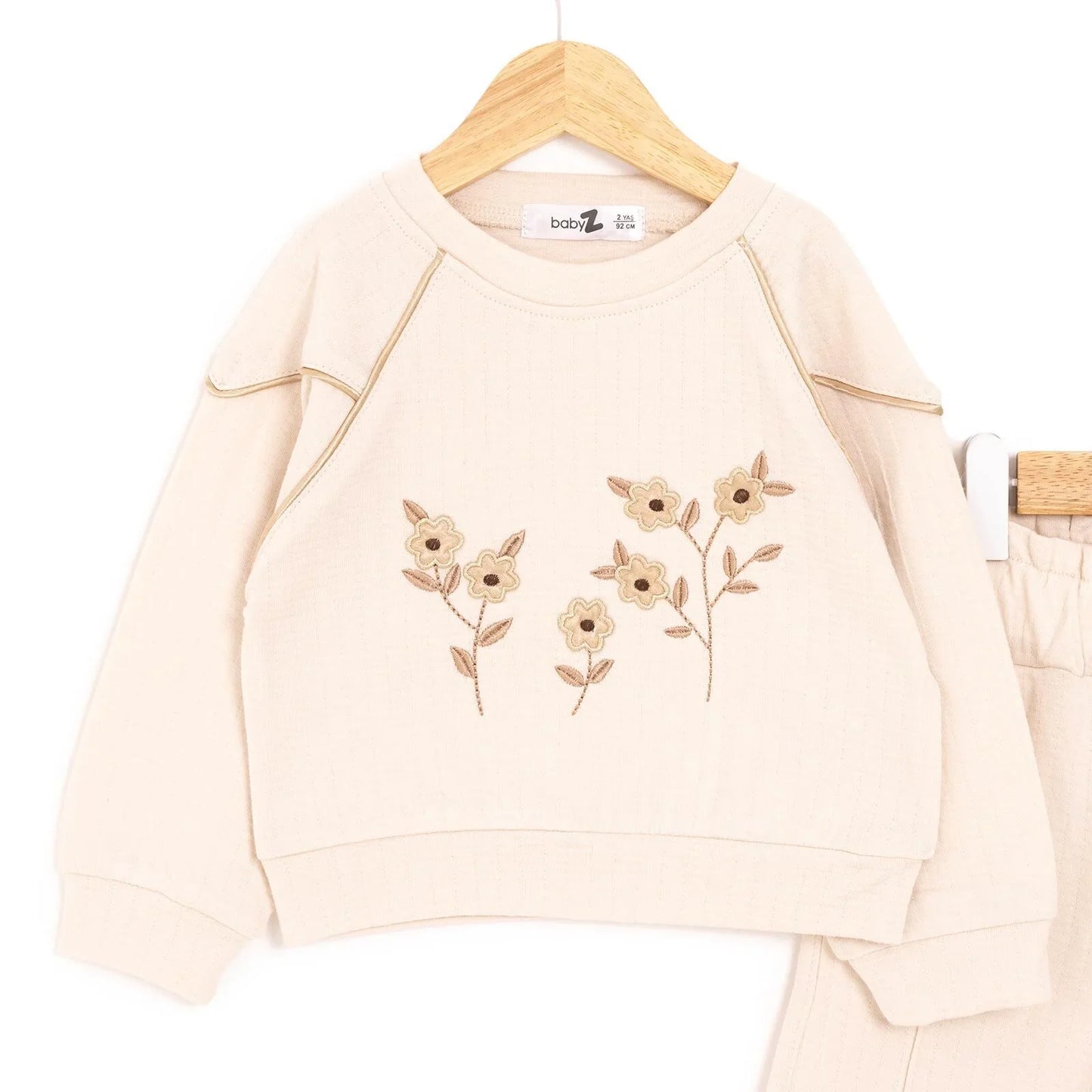 BabyZ Pretty Girl Girl Sweatshirt-Pants - Beige