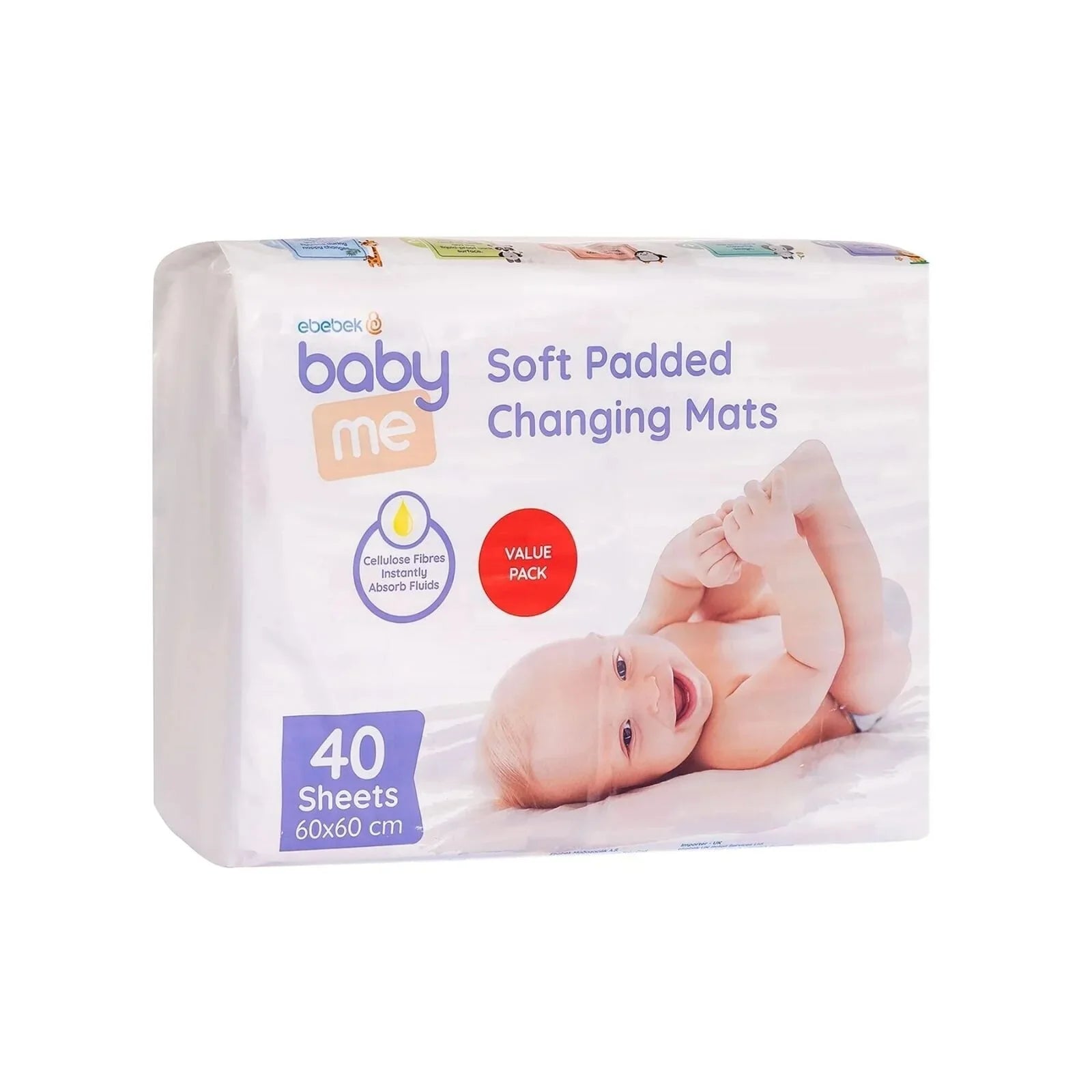 baby me Fluffy Baby Nappy Changing Mats 60x60cm - 40 pcs - mezetto