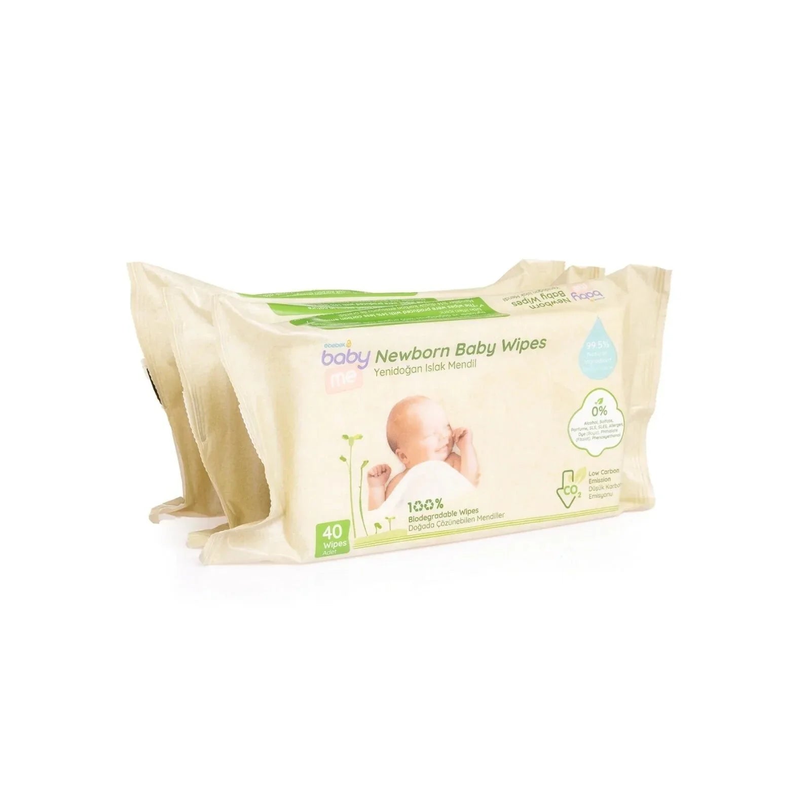 baby me Newborn Baby Biodegradable Wipes 3x40 pcs - mezetto