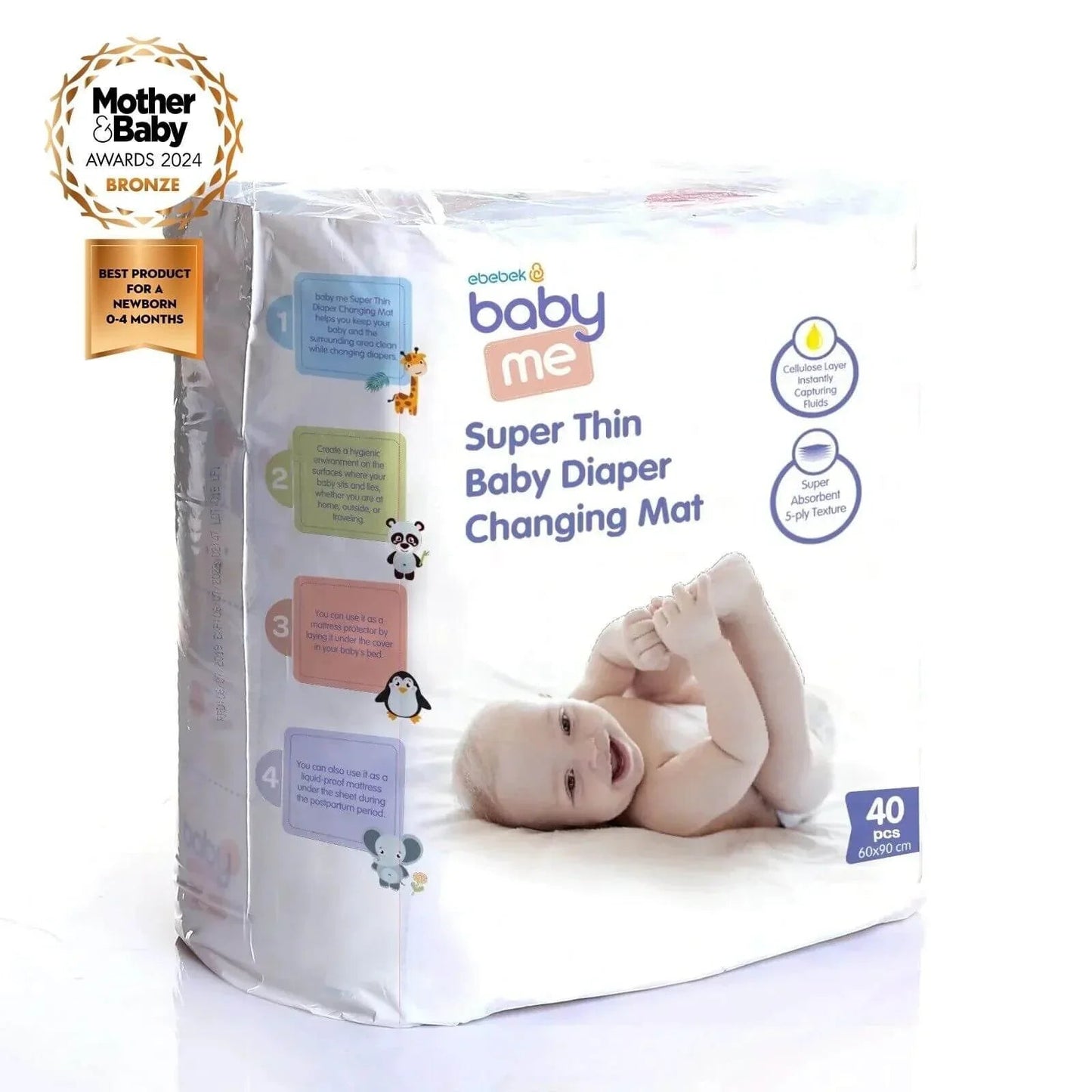 baby me Super Thin Baby Nappy Changing Mats 60x90cm - 40 pcs - mezetto