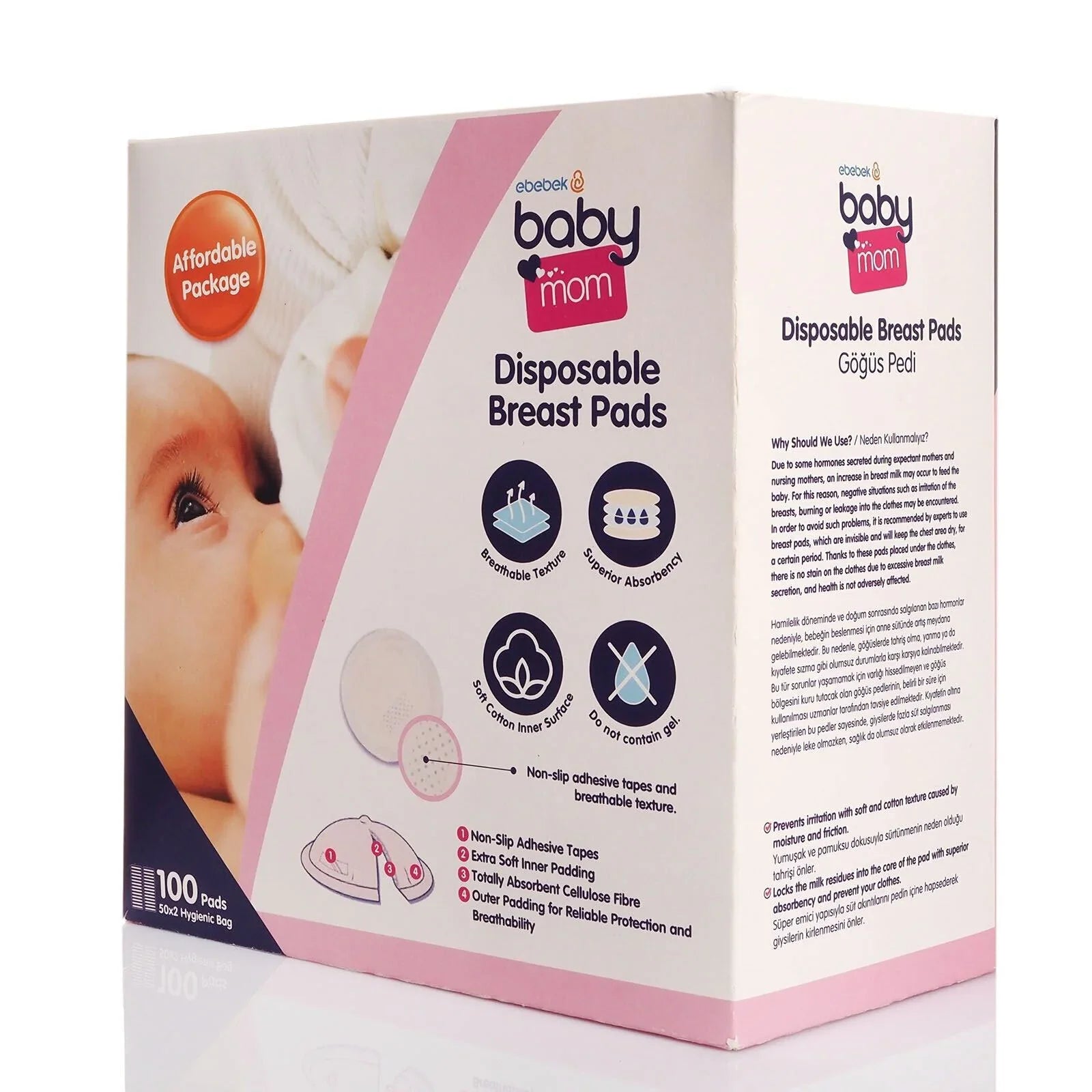 baby mom Disposable Breast Pads 100 pcs - mezetto