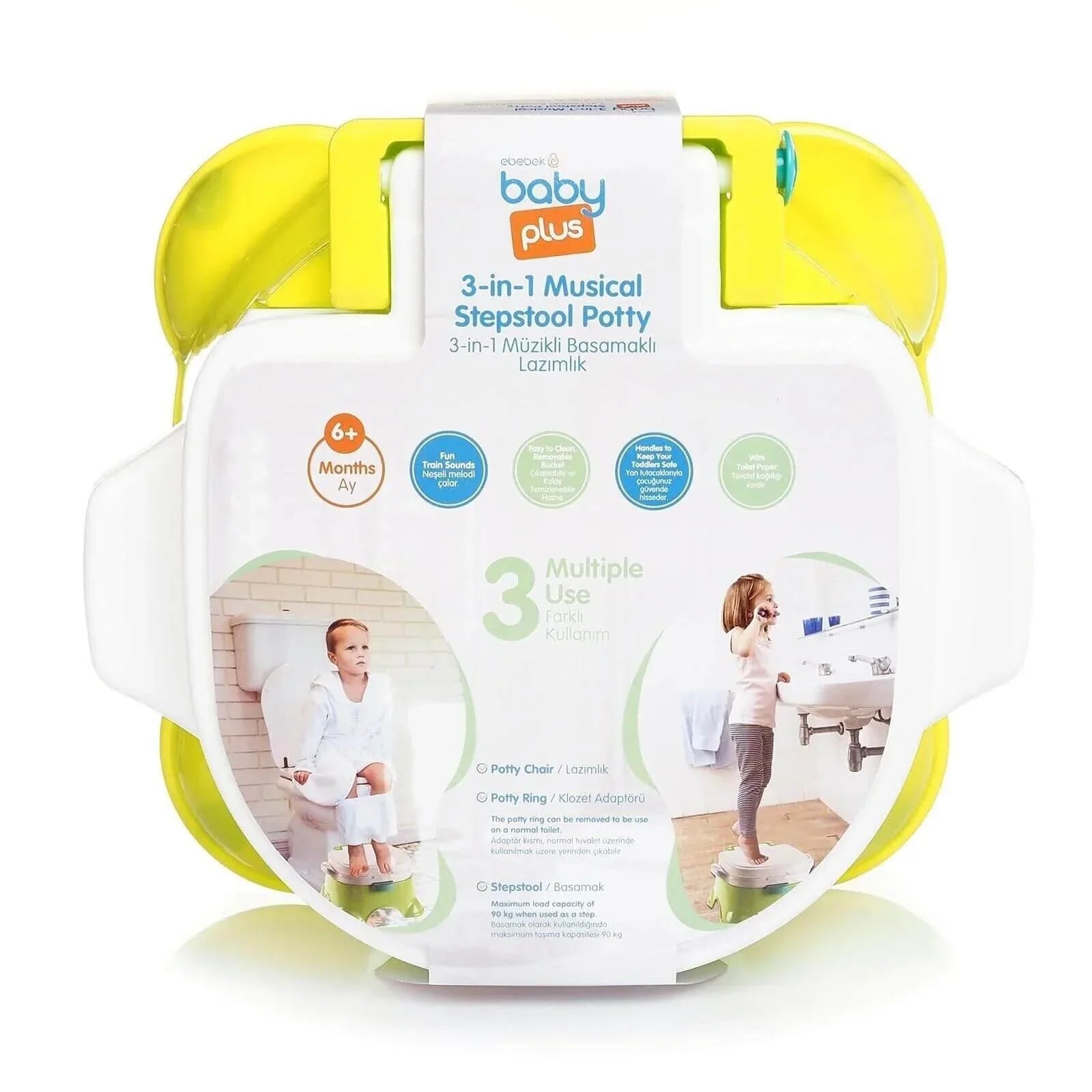 baby plus - 3 in 1 Musical Potty & Step Stool - Multicolour - mezetto