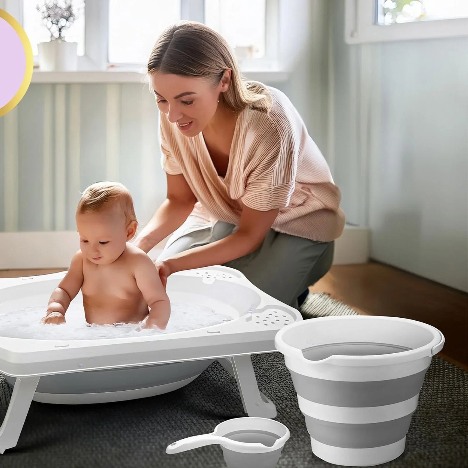 baby plus Foldable Bathtub Set 3 Pcs - mezetto