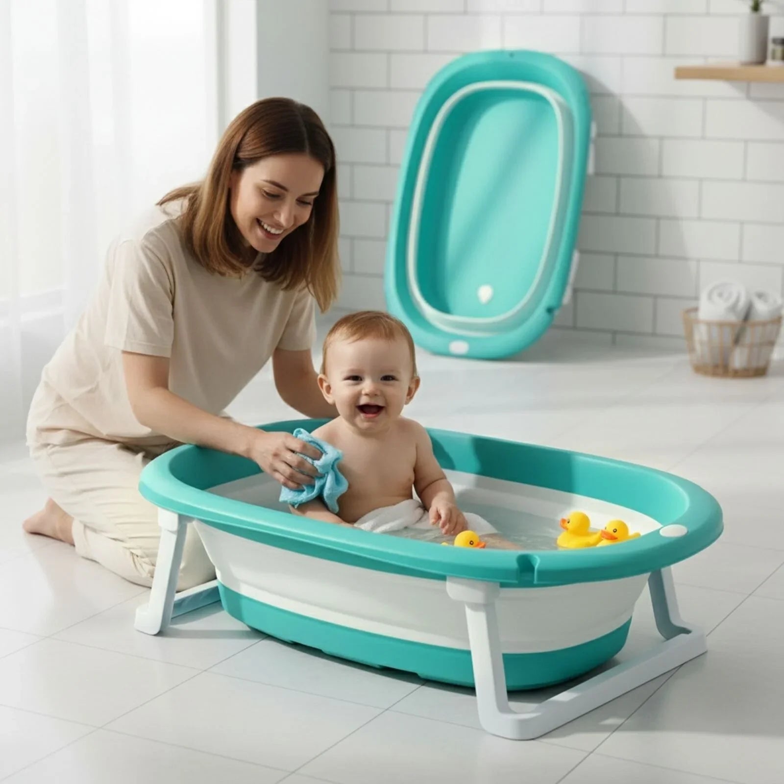 baby plus Foldable Bathtub with Plug - mezetto