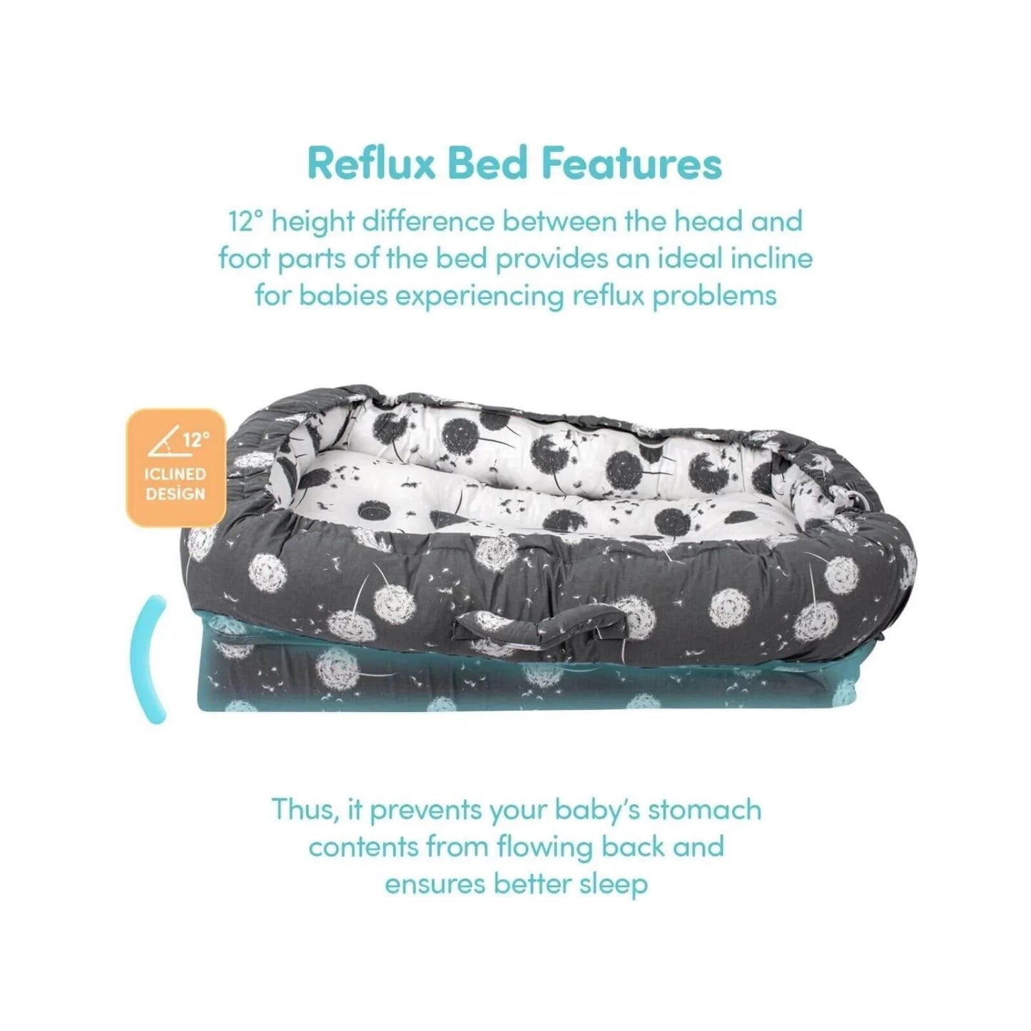 baby plus Mother Side Baby Reflux Bed Dandelion - mezetto