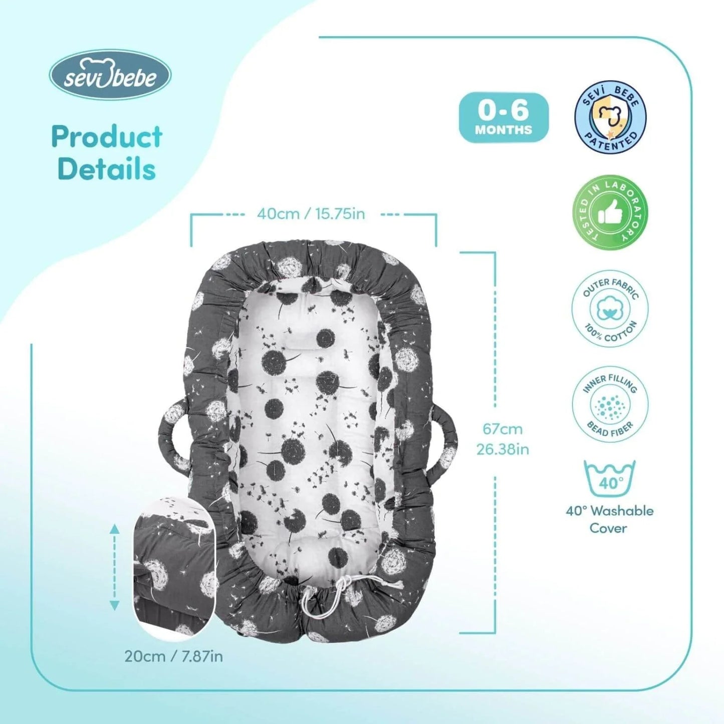 baby plus Mother Side Baby Reflux Bed - Dandelion - mezetto